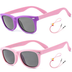 Flexible Kids Sunglasses Polarized Sports Sun Glasses Girls Boys Shades with Straps UV400 Protection Eyewear for Age 2-10