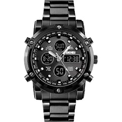 SKMEI fashion analog digital watch waterproof sport clock metal - Black 1389