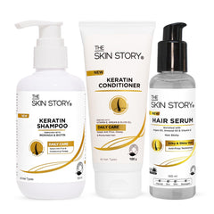 The Skin Story Daily Hair Care Kit (Keratin Shampoo 190ml, Keratin Conditioner, Hair Serum)