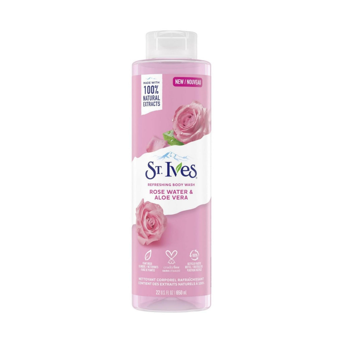 Unilever Steve's Refreshing Body Wash with Rosewater & Aloe Vera | Shower Gel for Women | 100% Natural Extracts | Cruelty-Free | Paraben-Free | 650ml, Clear