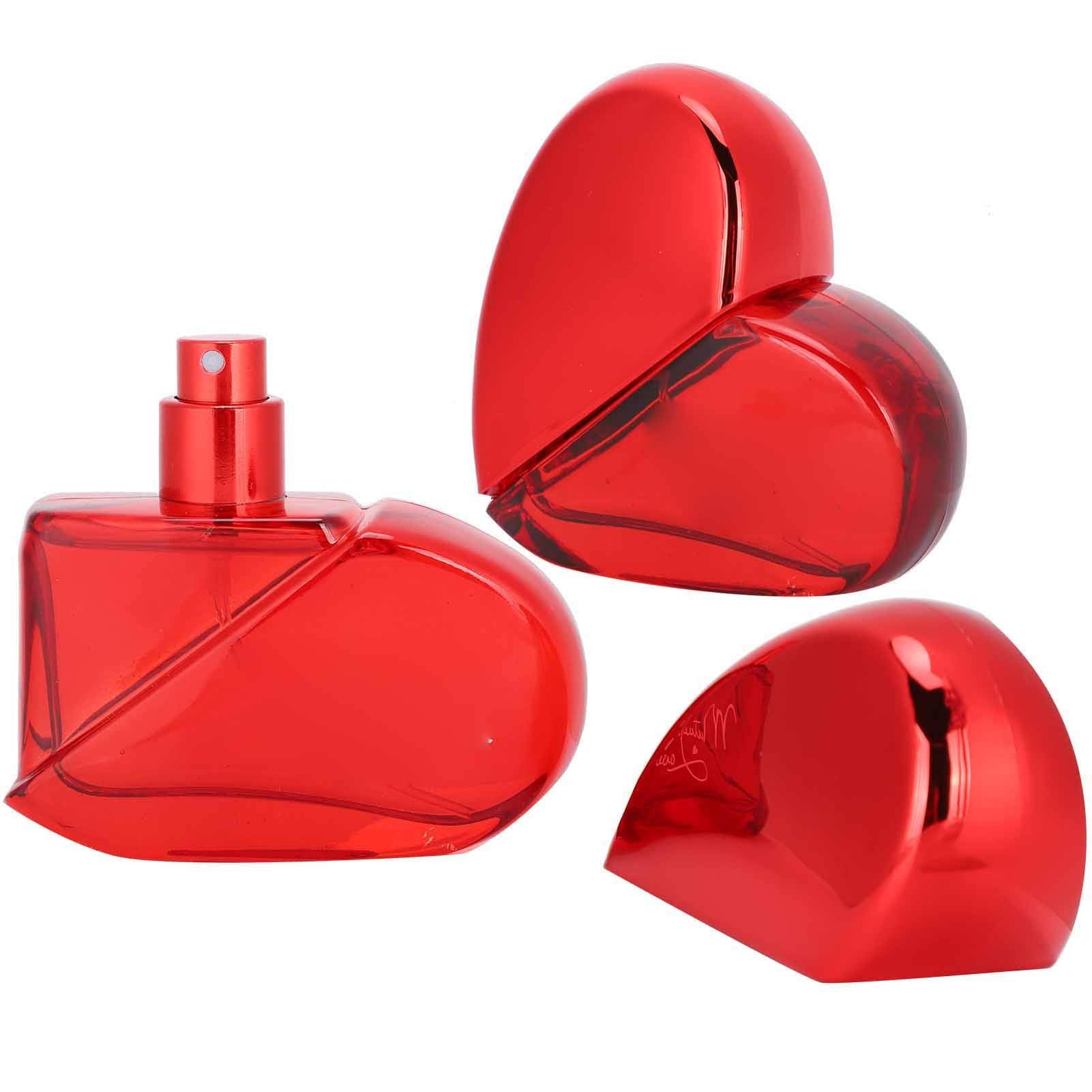 2pcs 50ml Eau de Parfum for Women Red Heated Shape Refillable Perfume Natural Flower Fragrance Lasting Lady Perfume for Party Date