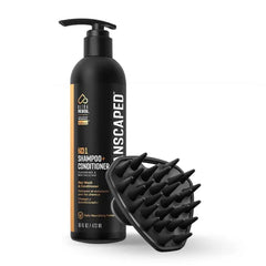 MANSCAPED Scalp Buffer & 2-in-1 Shampoo & Conditioner – Men’s Silicone Scalp Scrubber & Hydrating Hair Care Duo with Sea Kelp, Coconut Water, Aloe – Cleansing, Nourishing & Exfoliating, 16 fl oz