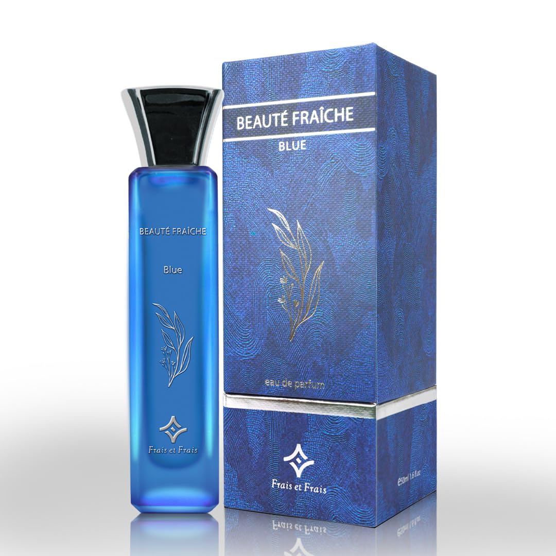 Frais Et Frais Beaute Fraiche Blue Perfume 50ML - Eau de Parfum - Unisex Fragrance with Hazelnut, Marine Notes & Vanilla