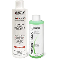 KERATIN RESEARCH Keratin Forte Brazilian Blowout Treatment with Enhanced Moroccan Oil Formula for Curly Hair - Clarifying Shampoo, Extra Strength