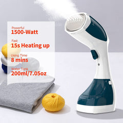 TDOO 1500-Watt Steamer for Clothes, Portable Handheld Garment Steamer, 15s Heating, Lockout and Auto Shutoff Iron 200ml，2-in-1 Fabric Wrinkle Remover Home Travel, Detachable Water Tank (BLUE 1)