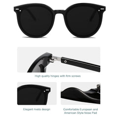 Polarized Sunglasses for Men and Women, Classic Round Sunglasses, UV Protection Retro Vintage Shades Large Plastic Frame Sunnies