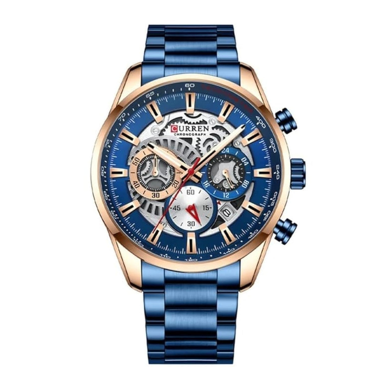 CURREN 8391 Top Luxury Brand Men's Casual Sports Watch Men's Watch, Waterproof Luminous Stainless Steel Men's Wrist Watch - BLUE