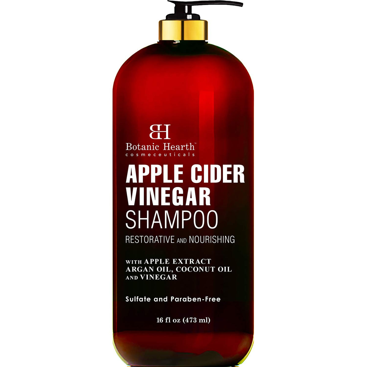 BOTANIC HEARTH Apple Cider Vinegar Shampoo - Clarifying and Nourishing, Reduces Itchy Scalp, Dandruff & Frizz - Sulfate Free, for All Hair Types, Men and Women - 16 fl oz