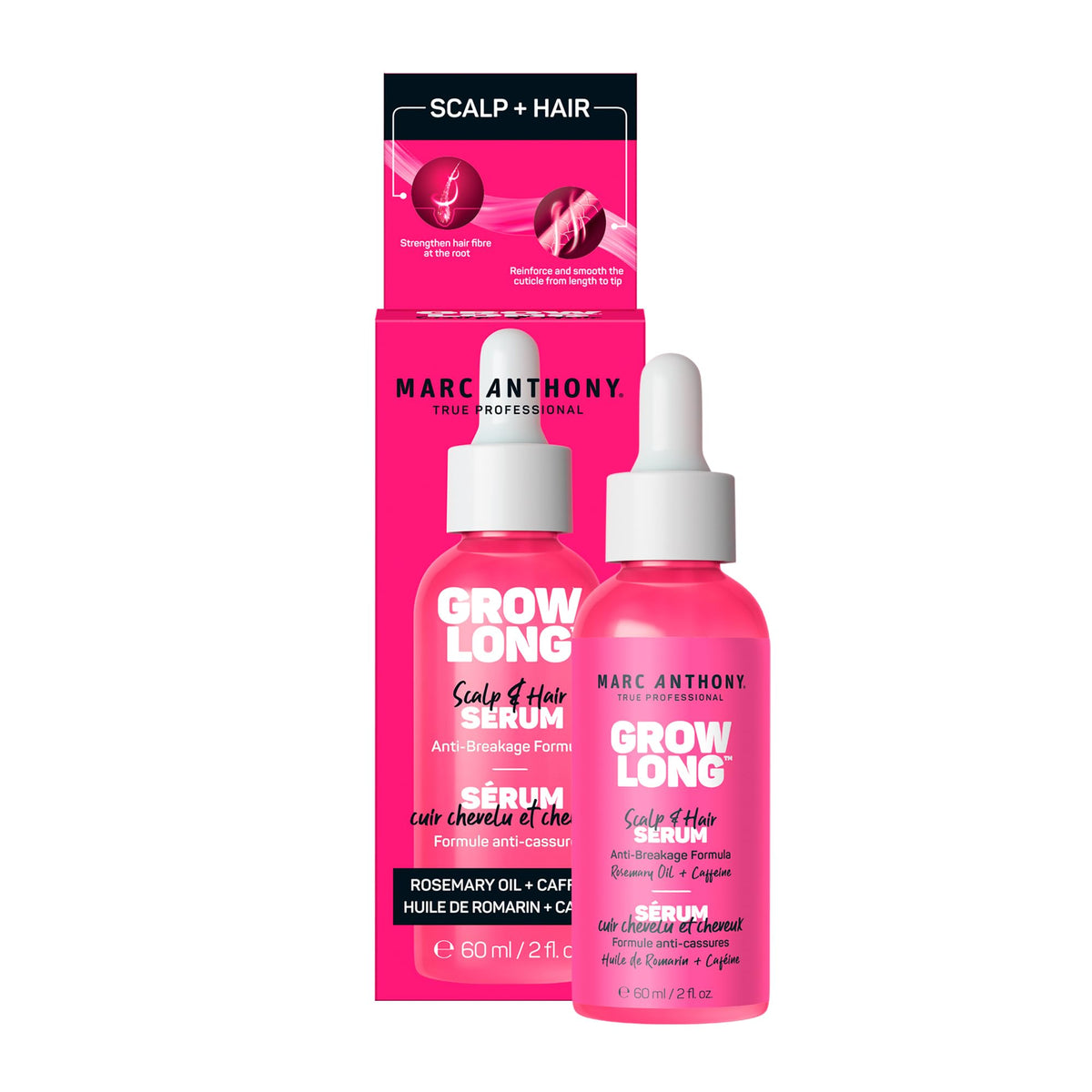 Marc Anthony Grow Long Scalp & Hair Serum - Anti-Breakage Formula Nourish, Strengthen & Hydrate Scalp & Hair Follicles - Natural Shine & Fuller-Looking Hair Strands from Root to Tip, 2 fl oz