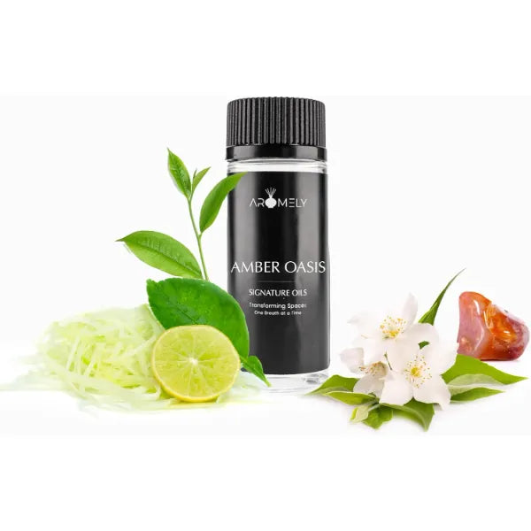 AROMELY Diffuser Oil Amber Oasis a Sophisticated Blend of Green Tea, Orange, Lemon Zest, Lemongrass, Jasmine, Lily, Amber and Musk Creating an Exquisite Fragrance for Scent Diffusers (50ml)