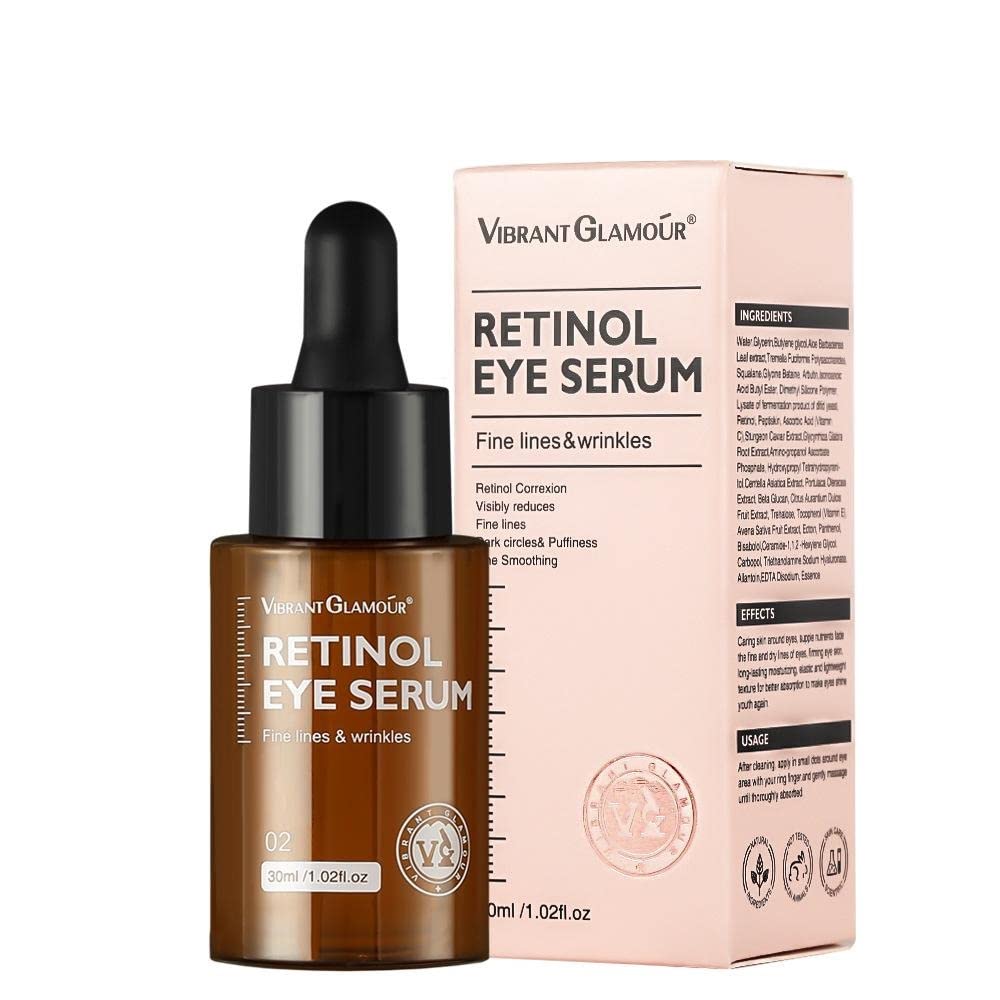 KANZA Retinol Eye Serum | Removes Dark Circles, Fade Fine Lines, Remove Eye Bags, Anti-Wrinkle, Anti-Aging - 30ml