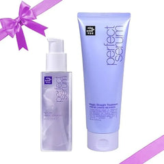 Mise En Scene Perfect Serum Magic Straight Set Magic Straight Serum 2.71 Fl Oz with Treatment 7.77 Fl Oz Hair Taming Oil for Frizzy Heat Protectant Straightening Fixing Humidity Hair Products