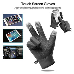 JZS Cycling Gloves, Winter Gloves Touch Screen Fingers Warm Gloves Insulated Anti-Slip Windproof Waterproof Cycling Riding Running Work for Men Women - Grey
