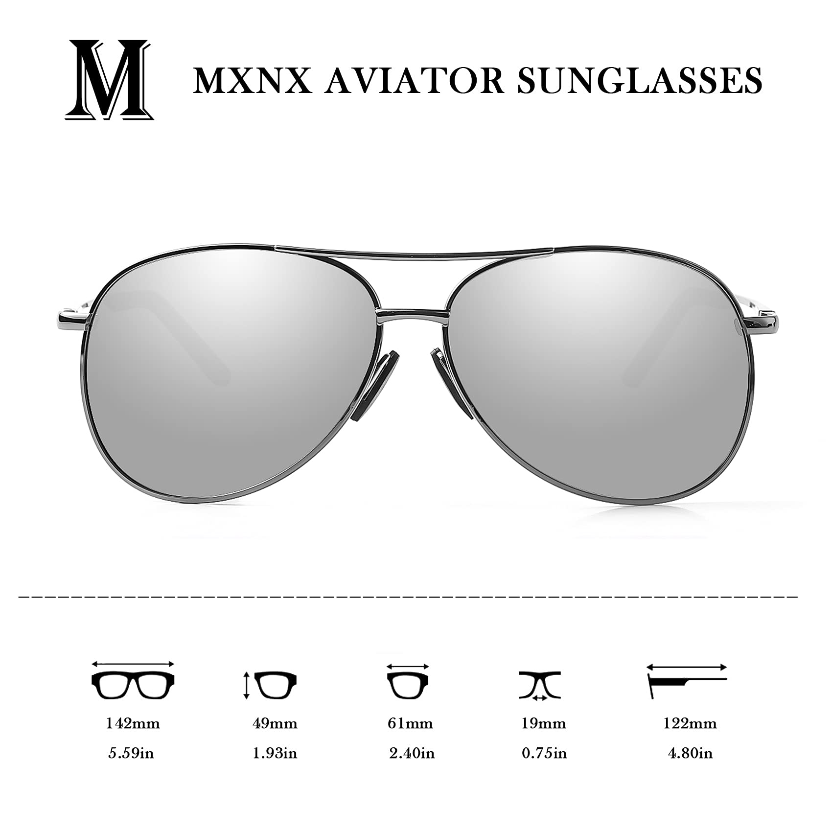 Aviator Sunglasses for Men Polarized Women-mxnx UV Protection Lightweight Driving Fishing Sports Mens Sunglasses MX208