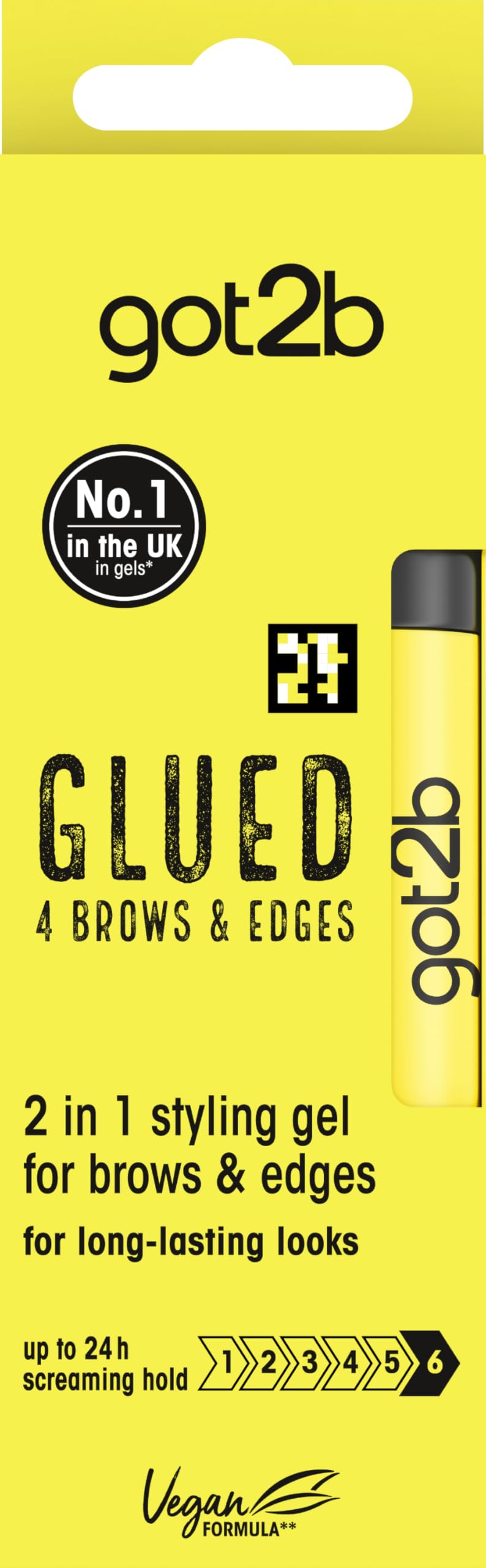 Got2B Glued for Brows & Edges 2 in 1 Wand Eyebrow Gel, 72hr Hold, No White Residue or Stickness, Vegan, Silicone Free, Alcohol Free - 16 ml