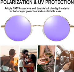 Joopin Round Polarized Sunglasses for Men Women, UV Protection Sun Glasses Small Circle Hippie Lennon Shades Sunglasses