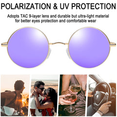 Joopin Round Polarized Sunglasses for Men Women, UV Protection Sun Glasses Small Circle Hippie Lennon Shades Sunglasses