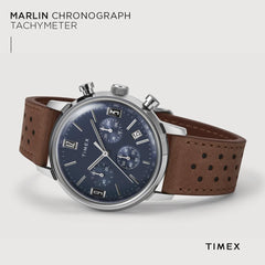 Timex Men's Marlin 40mm Watch - Black Strap Black Dial Stainless Steel Case - Brown/Green/Stainless Steel