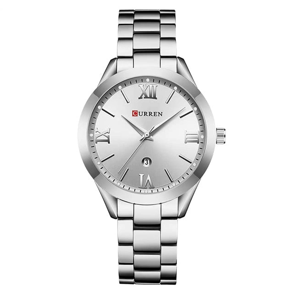 CURREN Ladies Analog Watch Stainless Steel Case Silver Dial Silver Stainless Steel Bracelet - Silver