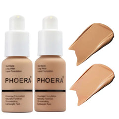 BestLand 2Pack PHOERA Foundation Full Coverage Liquid Foundation Cream - Long-lasting  Oil-Free Formula - Natural Shade - Suitable for All Skin Types (104 Buff Beige & 105 Sand)
