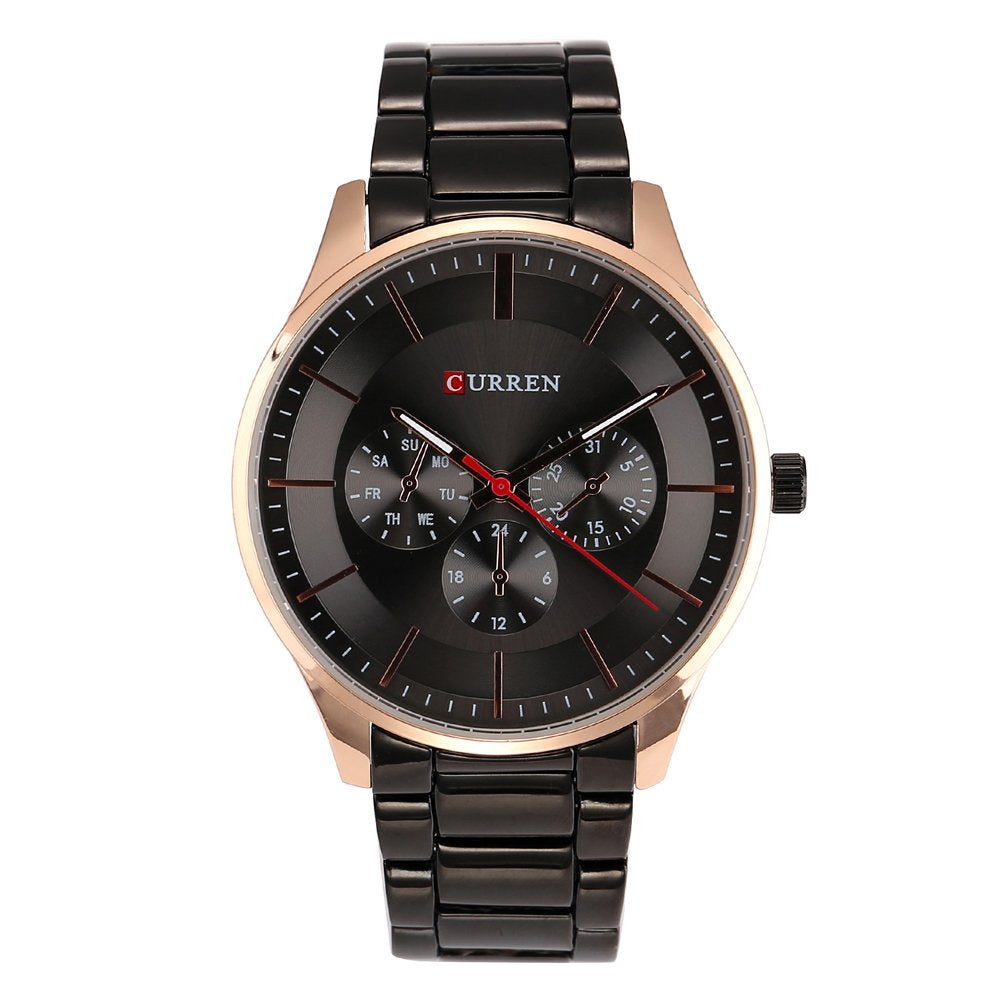 CURREN Original Men's Sports Waterproof Stainless steel Quartz Wrist Watch 8282 - Rose gold all black
