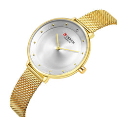 Curren Women Fashion Casual Wristwatches Quartz Movement Stainless Steel Band Alloy Case Simple Style,9029