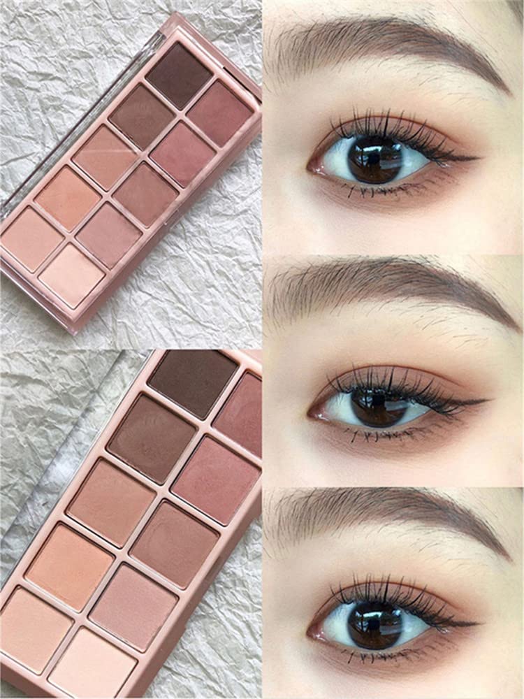 SYOSI 2Pcs Sweet Mint 10 Colors Eyeshadow Palette, Smooth Matte Eyeshadow Makeup Palette, Blendable Long Lasting Neutral Eye Palette with Professional Eyeshadow Brush (04 and 05)