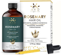 AVD Organics Rosemary Hair Oil with Biotin for Hair Strengthening Nourishing and Volumizing Formula with Jojoba and Castor Oil | Non GMO Verified 50ML