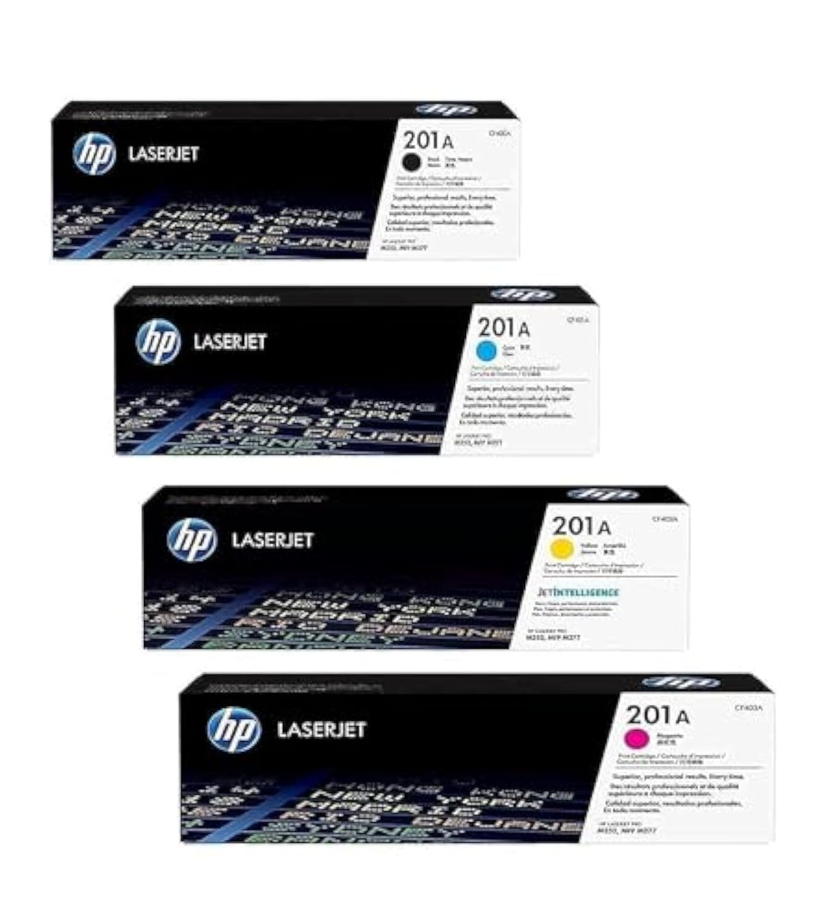 HP 4x Original Ink Cartridge CF400A CF403A 201A for Color LaserJet Pro MFP 277 DW – Black, Cyan, Magenta, Yellow: Approx. 1,500 Pages/Colour, Approx. 1,400 Pages/5%