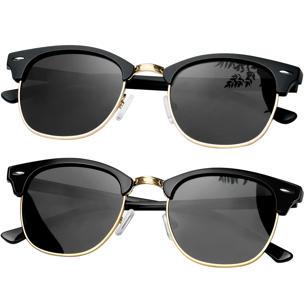 KANASTAL Polarized Horn Rimmed Sunglasses for Men and Women, Classic Half Frame Sun Glasses, Semi Rimless Shades for Womens 100% UV400 Protection Driving