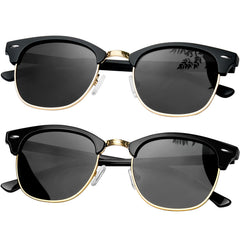 KANASTAL Polarized Horn Rimmed Sunglasses for Men and Women, Classic Half Frame Sun Glasses, Semi Rimless Shades for Womens 100% UV400 Protection Driving