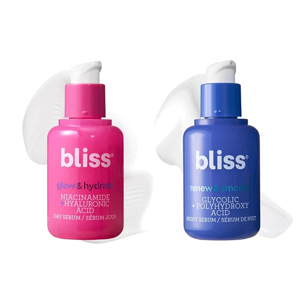 Bliss Brighten & Renew Serum Duo | Vitamin C & Glycolic Acid Serums | Anti-Aging and Brightening Face Serums Duo for Bright, Smooth & Firm Skin