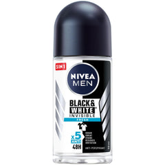 NIVEA MEN Antiperspirant Roll-on for Men, Black & White Invisible Protection Fresh, 2x50ml