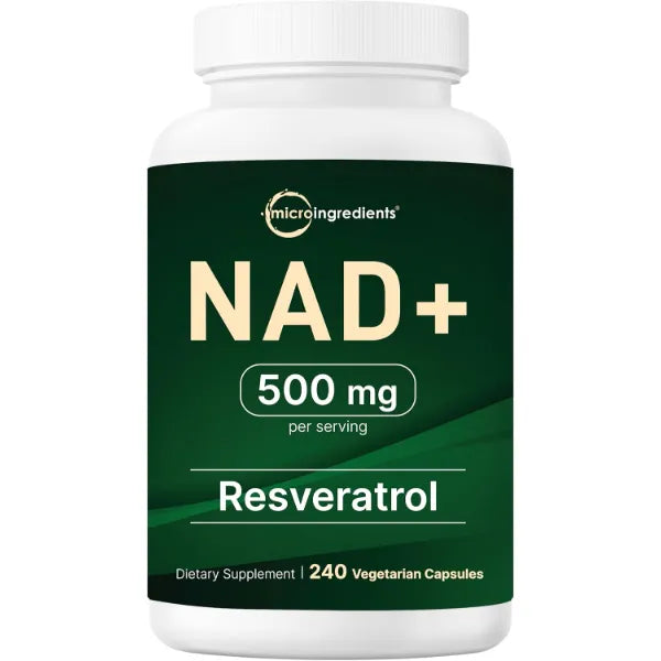 Micro Ingredients NAD+ 500mg with Resveratrol, 240 Veggie Capsules | 2-in-1 NAD Supplement for Women & Men | NMN Pathway Alternative | Non-GMO, Gluten Free
