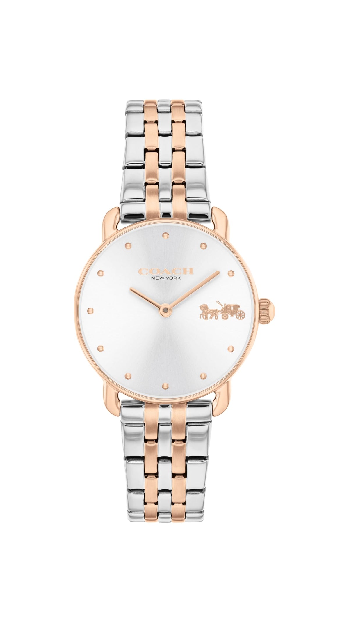 COACH WOMEN'S SILVER WHITE DIAL IONIC PLATED ROSE GOLD STEEL BRACELET WATCH - 14504304