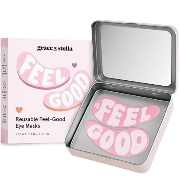 grace & stella Reusable Eye Patches (1 Pair)  Silicone Reusable Under Eye Patches for Dark Circles Up to 1 Year of Daily Use, With Tin Case  Puffy Eyes Treatment for Women