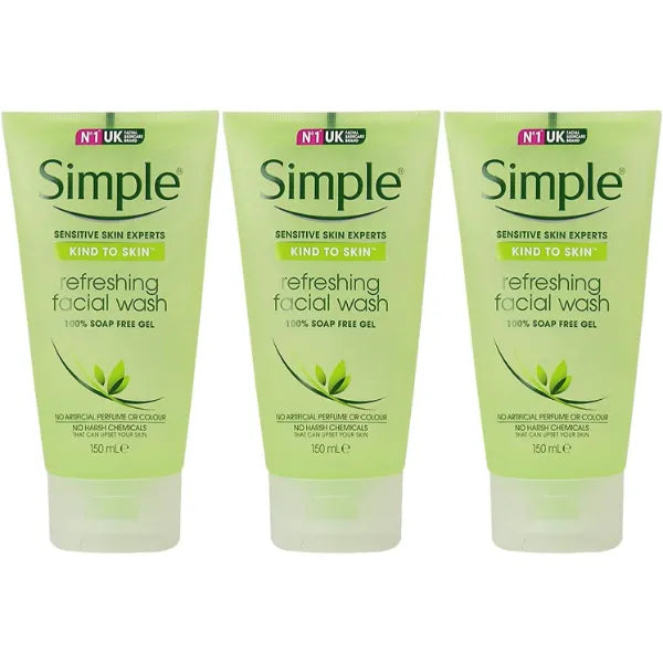 Simple Kind to Skin Refreshing Facial Gel Wash, 5.07 Ounce / 150 Ml (Pack of 3)