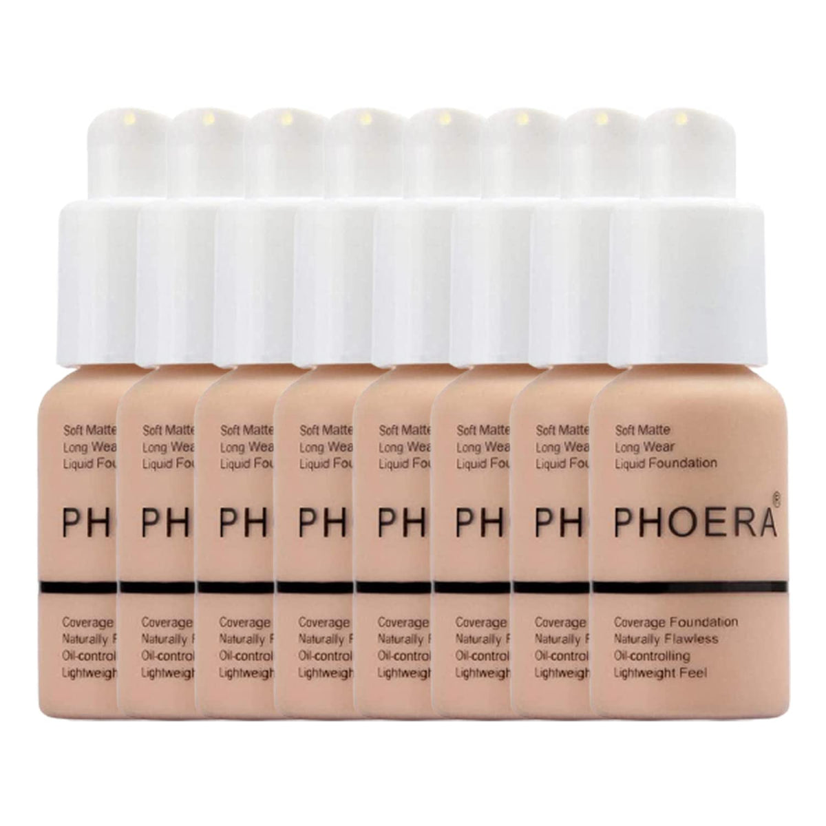 Glamza Phoera Foundation Full Coverage Makeup Set - 24hr Long Lasting Oil Control - Soft Smooth Matte Flawless Concealer Cream - Inc x8 30ml Foundation & Silicone Blender Sponge (103 Warm Peach)