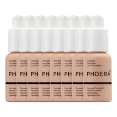 Glamza Phoera Foundation Full Coverage Makeup Set - 24hr Long Lasting Oil Control - Soft Smooth Matte Flawless Concealer Cream - Inc x8 30ml Foundation & Silicone Blender Sponge (103 Warm Peach)