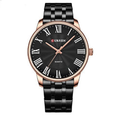 CURREN 8422 Men Quartz Watch Stainless Steel Watche Luxury Business Fashion - BLACK