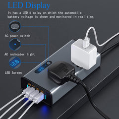 FOKKAH 200W Car Power Inverter, DC 12/24V to 220V AC Car Inverter,3 USB 1 Type-C Ports Charger Adapter Car Plug Converter with Switch and Current LED Screen,Suitable for Cars, SUV & Truck(Silver gray)