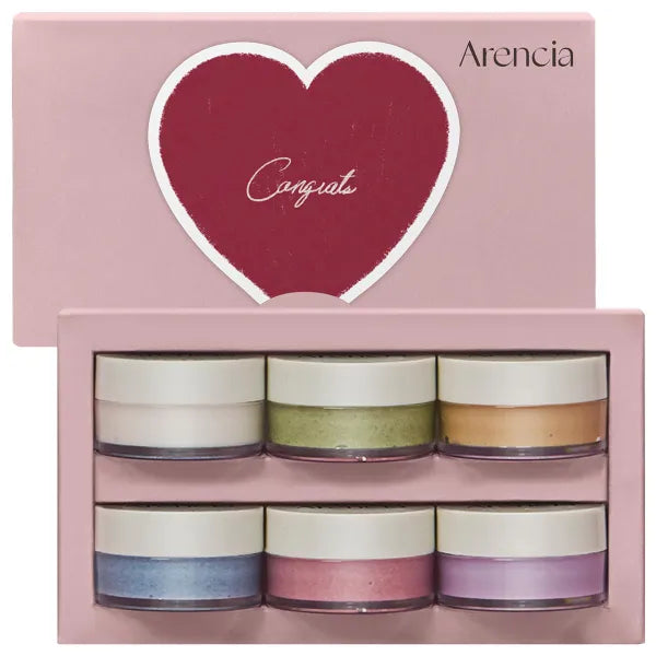 Arencia Rice Mochi Facial Cleanser Gift Set, 6 Varieties, 0.52 oz each - travel size, Korean skin care, holiday gift set