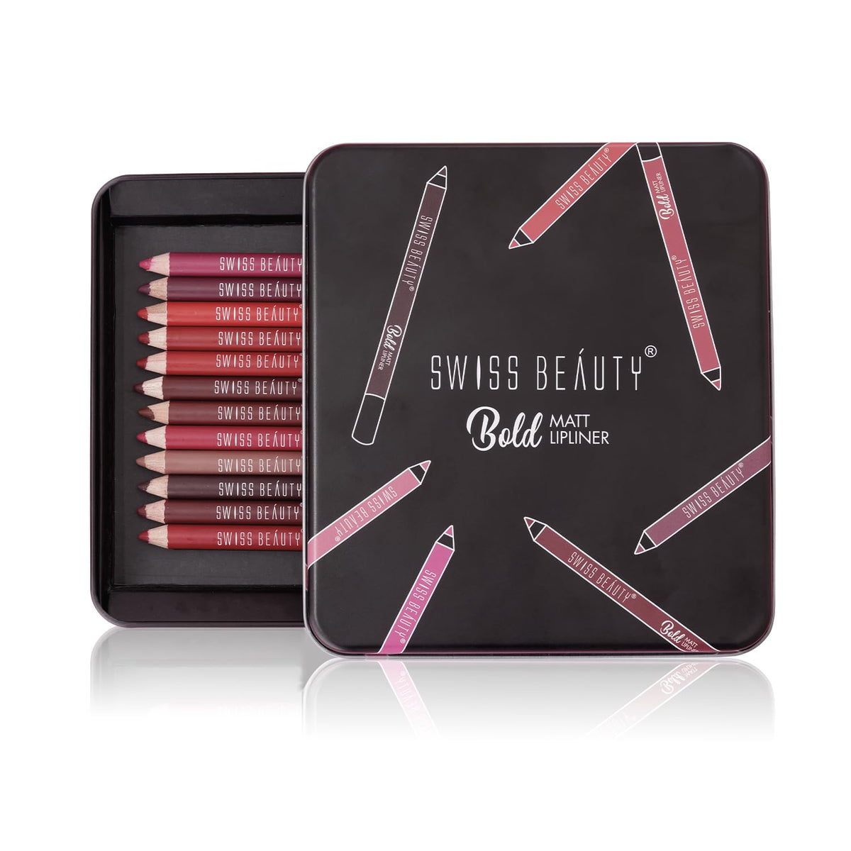 SWISS BEAUTY Bold Matte Lipliner Pencil (Multicolor,1.8g, Pack of 12)