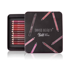 SWISS BEAUTY Bold Matte Lipliner Pencil (Multicolor,1.8g, Pack of 12)