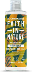 Faith In Nature Natural Shea & Argan Conditioner, Moisturising for Curly Hair & Dry Scalp, Vegan & Cruelty Free, No SLS, Silicones or Parabens, 400ml