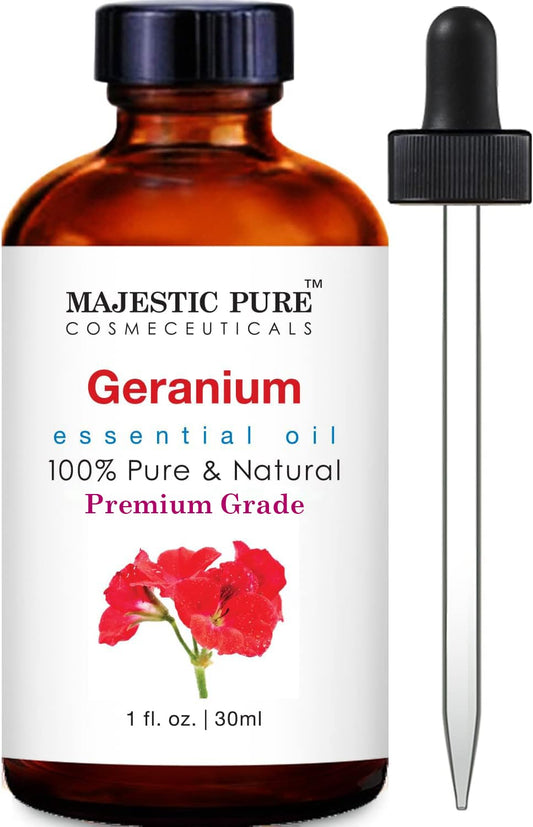 Majestic Pure Geranium (Pelargonium Asperum) Essential Oil Therapeutic Grade, 2 fl.Oz