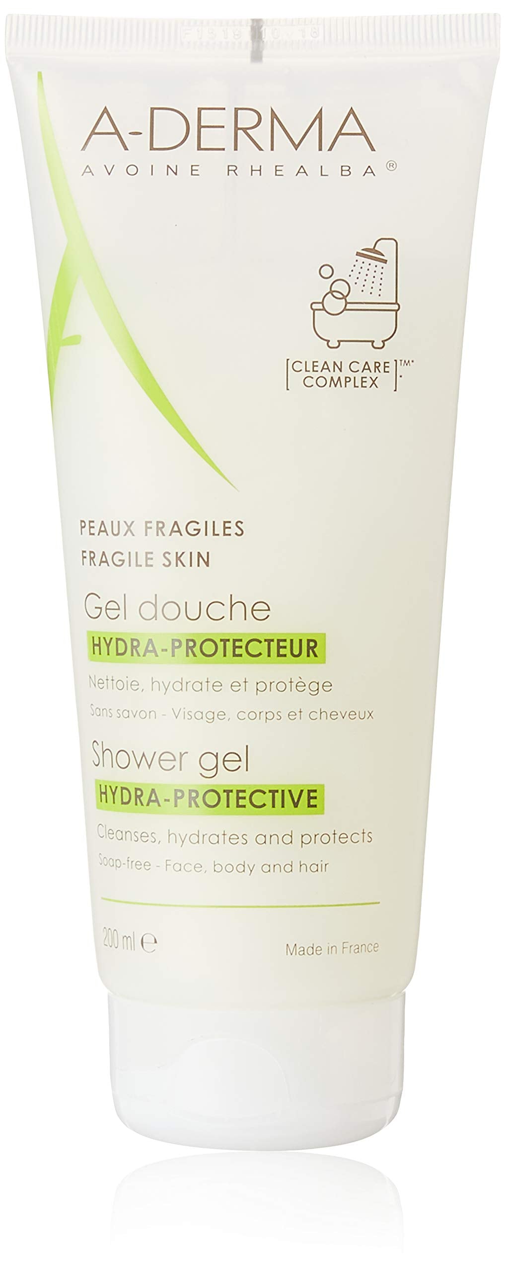 A-Derma Hydra Protective Shower Gel For Face, Body and Hair | Soap Free For Fragile Skin - 200ml