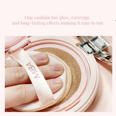 MIBA Ion Calcium Foundation Double Cushion RX 25 g / 0.88 oz Big Cushion SEASON 2 Long Lasting Effect for Dewy Skin. Skin moisturizing. Skin tightening relief. Fine coverage. Smooth adhesion (No 21)