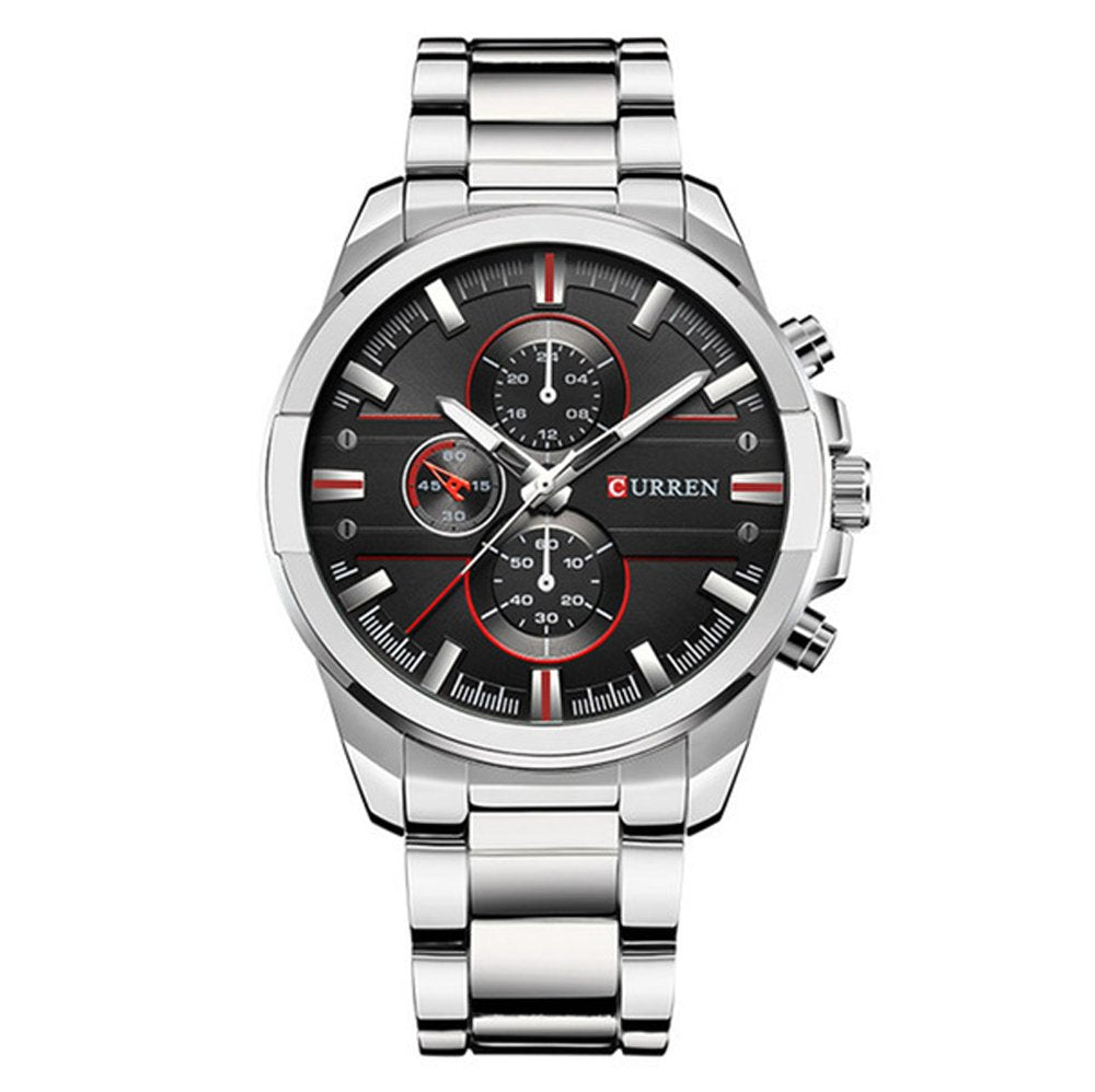 CURREN Original Men's Sports Waterproof Stainless steel band quartz Wrist Watch 8274 - Black