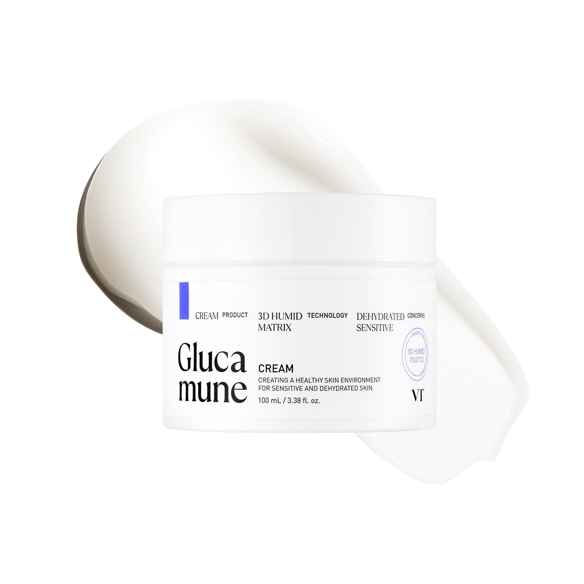 VT COSMETICS Glucamune Cream | Soothing&Calming, Light-weight Cream, Vegan mucin for All Skin Types (3.38 fl Oz/100ml)